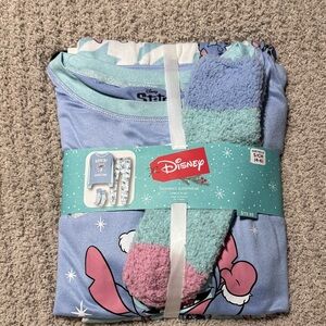 New! Disney Stitch Pajama Set with Cozy Socks
